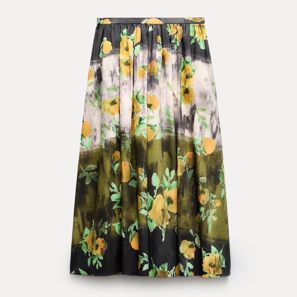 ZARA FLORAL PRINT MIDI  SKIRT - Picture 10 of 12